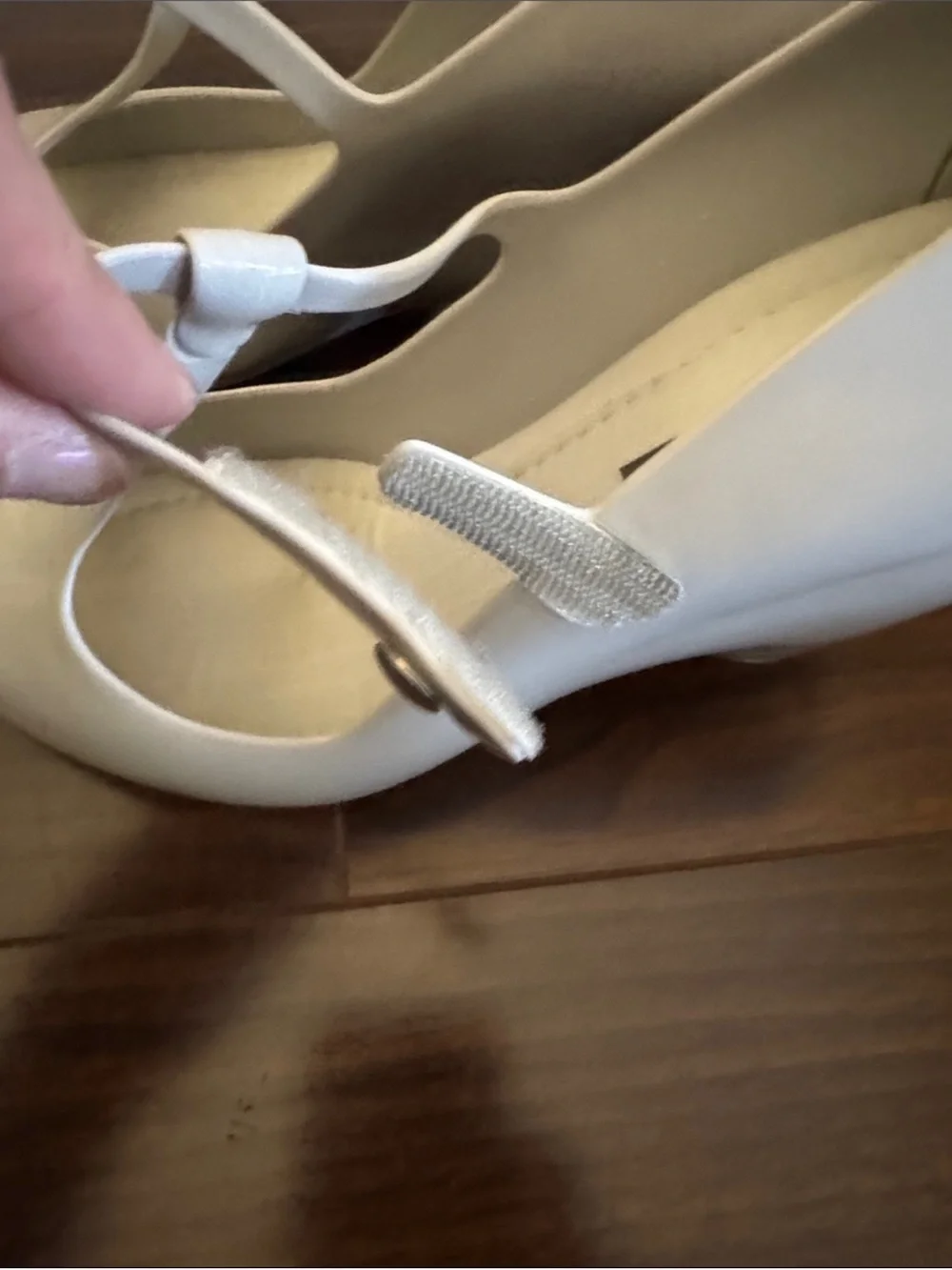 Melissa off white Peep-Toe T-Strap Wedge